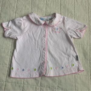 VTG McBaby Light Pink Button Down Shirt with Embroidery Size 6-9 months